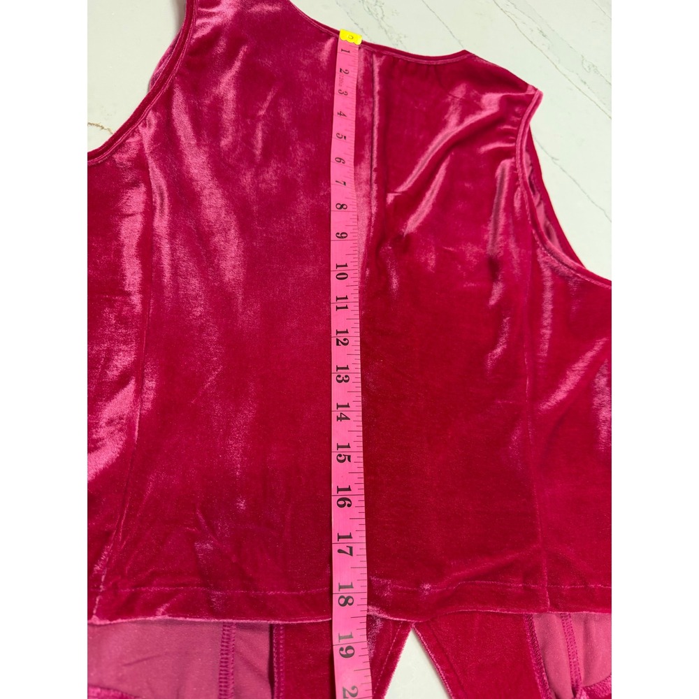 Vintage Style Magenta Pink Velvet Button Front Vest Waistcoat Womens Large  NWOT - Picture 8 of 10